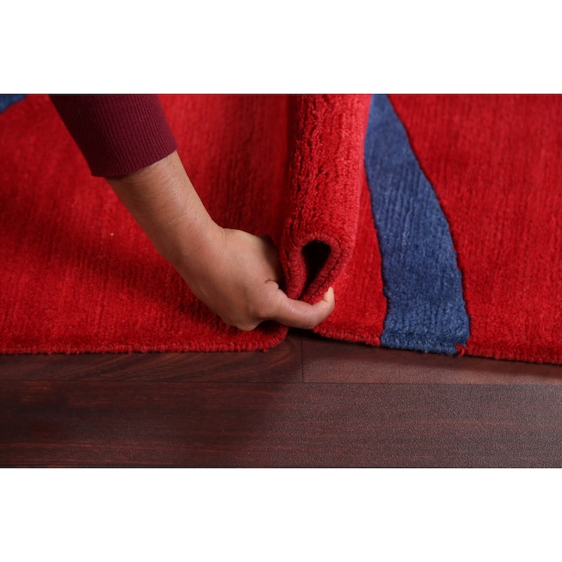 Abstract Nepalese Vegetable Dye Oriental Area Rug Handmade Wool Carpet - 6'0" x 9'0"