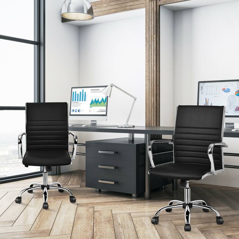 Gymax PU Leather Office Chair High Back Conference Task Chair