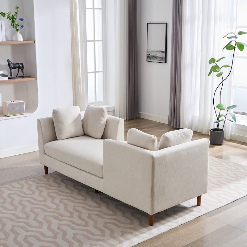 77.95"W Modern Double-Sided Upholstered Chaise Lounge, Sleeper Sofa Couch With 4 Throw Pillows, Daybed with Rubberwood Legs