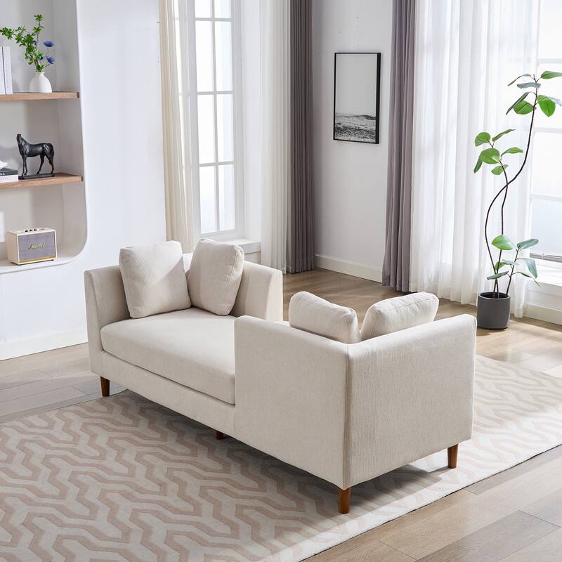 77.95'' Wide Modern Double-Sided Upholstered Chaise Lounge Indoor,Chenille Fabric Sleeper Sofa Couch With 4 Throw Pillows