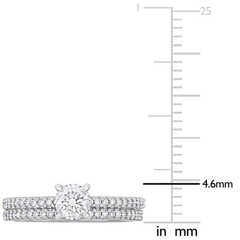 Miadora 3/4ct TDW Diamond Solitaire Bridal Ring Set in 14k White Gold