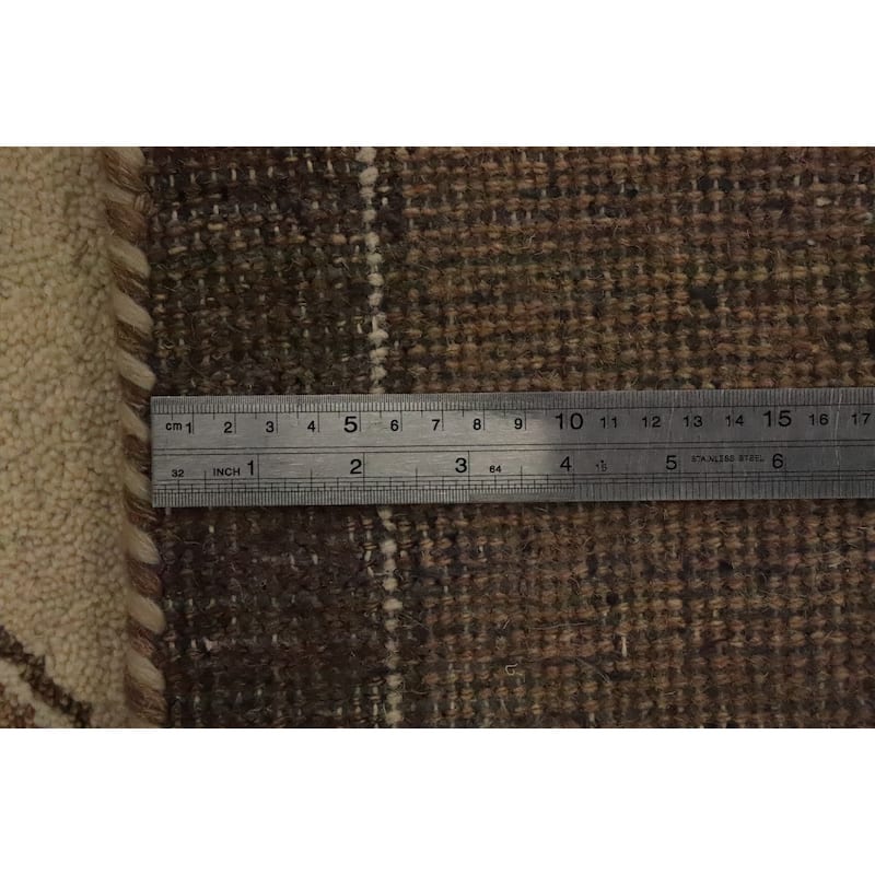 Hand Knotted Oriental 100% Wool Carpet Modern Bordered Beige & Ivories Gabbeh Area Rug - 6' 6'' X 6' 8''