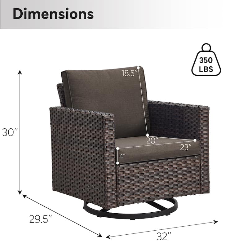 Pocassy Glider Chairs PE Wicker Swivel Chairs Set of 4