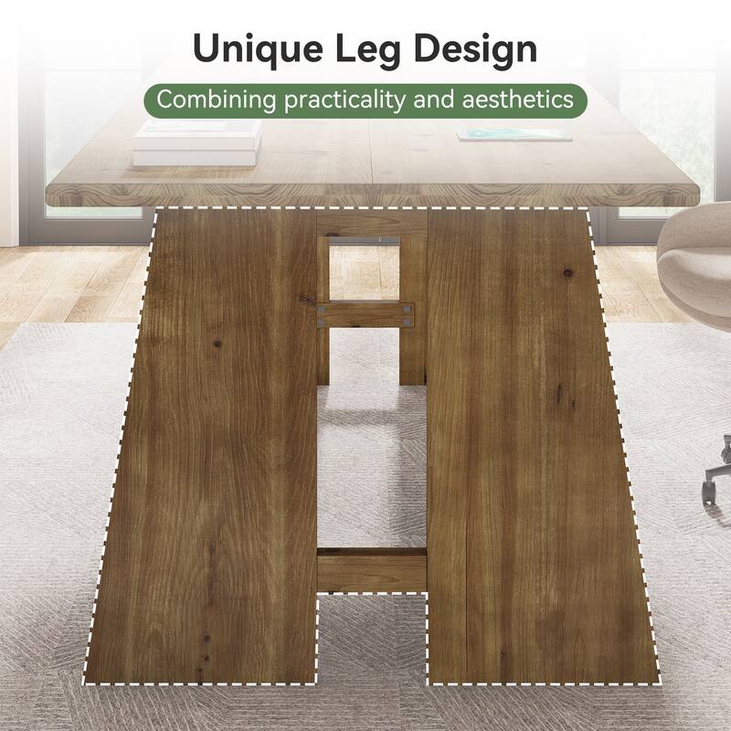 70.9-Inch Solid Wood Executive Desk with Sturdy Wooden Legs