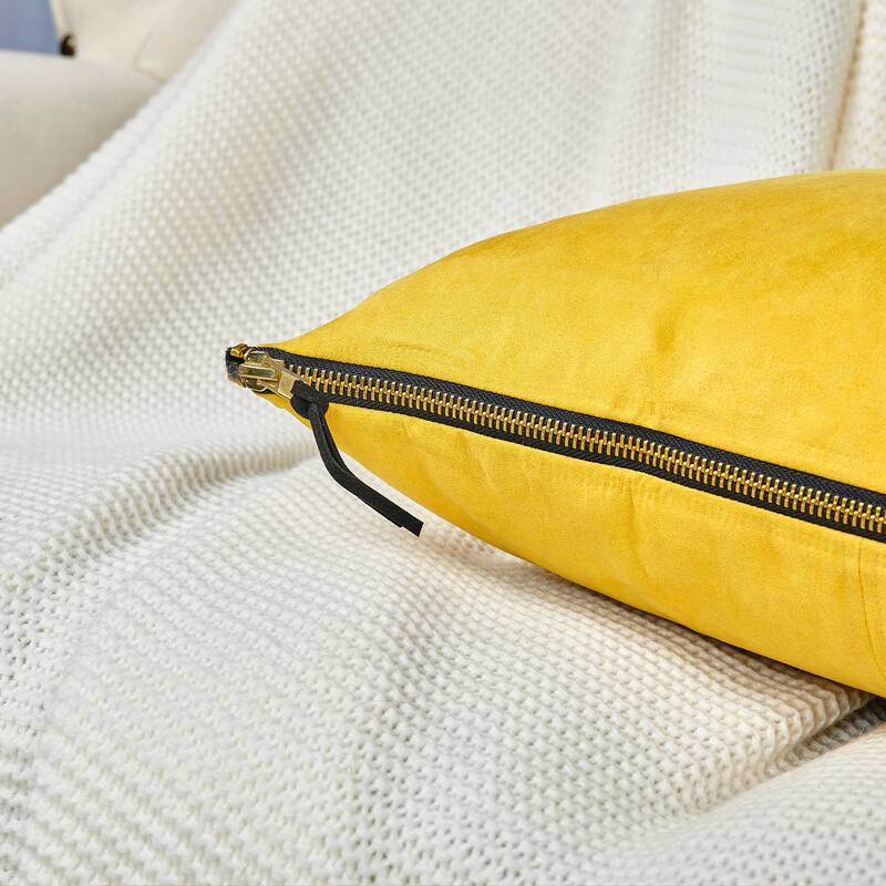 Suede 2 Piece Pillow Shell Set with Big Zipper, NO INSERT