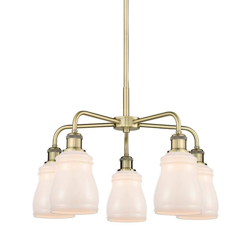Innovations Lighting 516-5CR-15-23 Ellery Chandelier Ellery 5 Light - Antique Brass / White