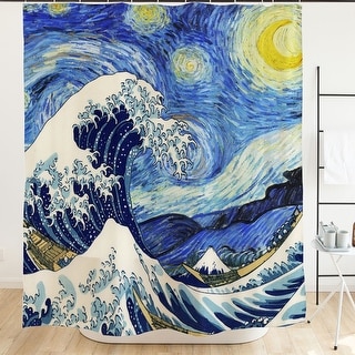 Shop Starry Night Japanese Sea Wave Painting Artistic Blue Shower