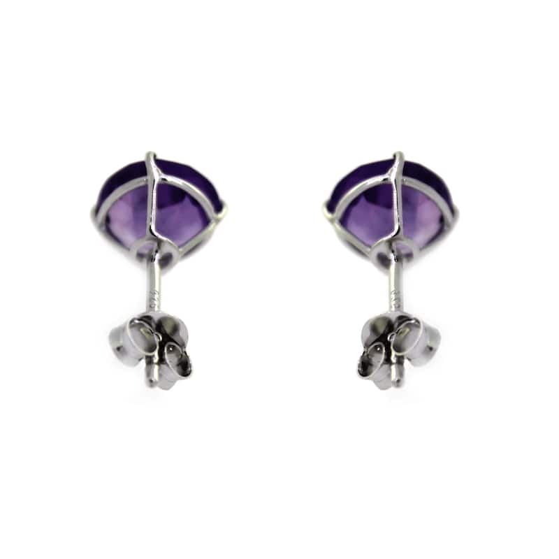 925 Sterling Silver African Amethyst Stud Earrings