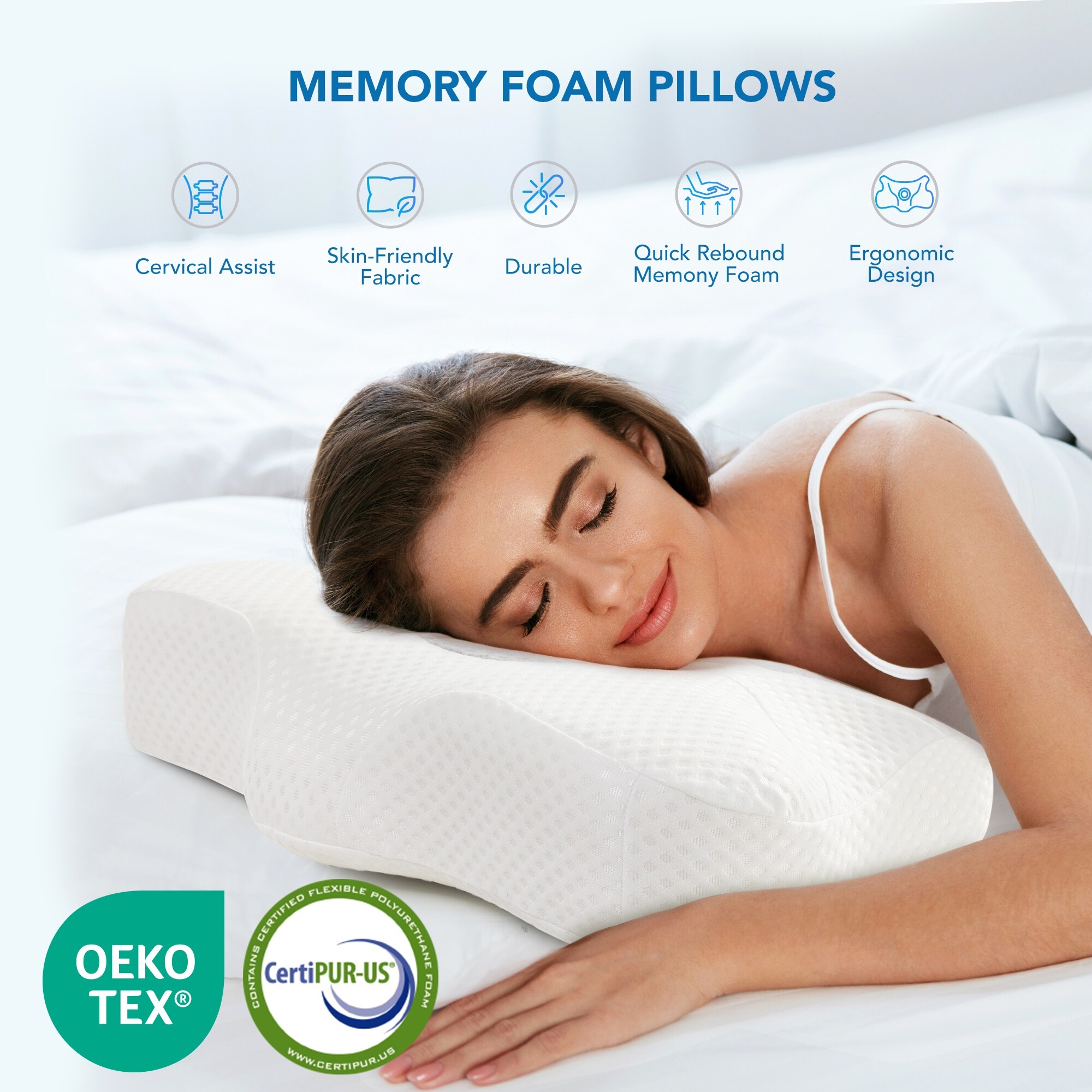 Deconovo Contour Curve Soft Memory Foam Pillow (Single Piece