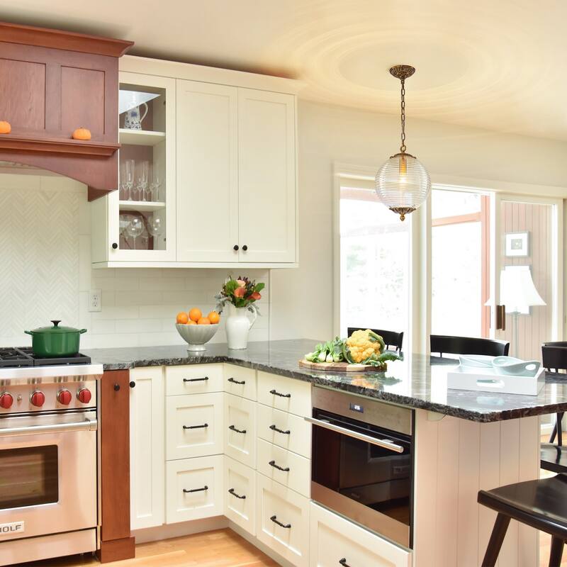 Industrial 1 - Light 11.8" W Retro French Globe Glass Pendant For Kitchen Island