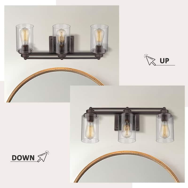 Bathroom Vanity Wall Light with Glass Shade and Rubbed Bronze Finish