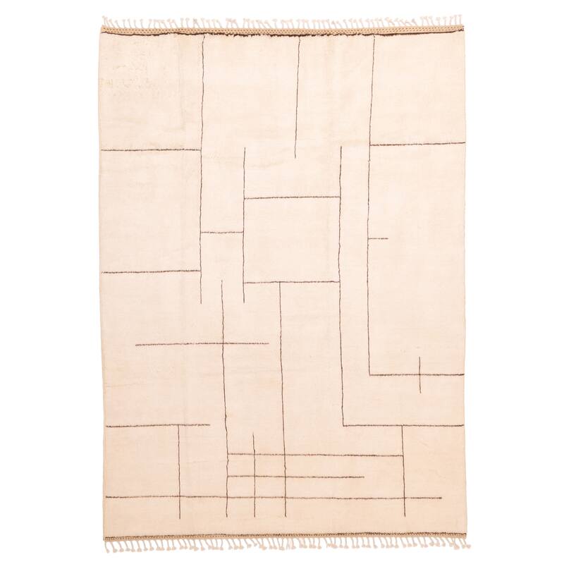 ECARPETGALLERY Hand-knotted Pak Finest Marrakesh Cream Wool Rug - 7'0 x 9'9