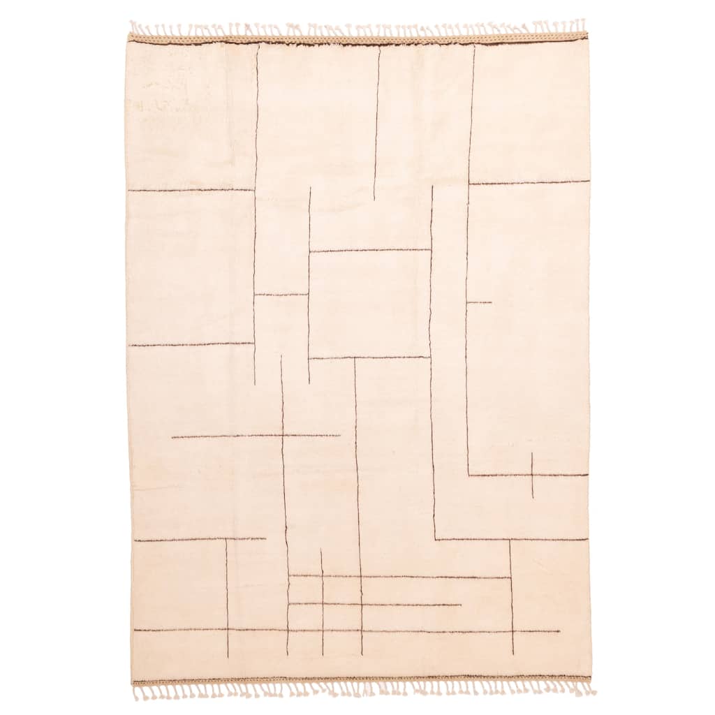 ECARPETGALLERY Hand-knotted Pak Finest Marrakesh Cream Wool Rug - 7'0 x 9'9
