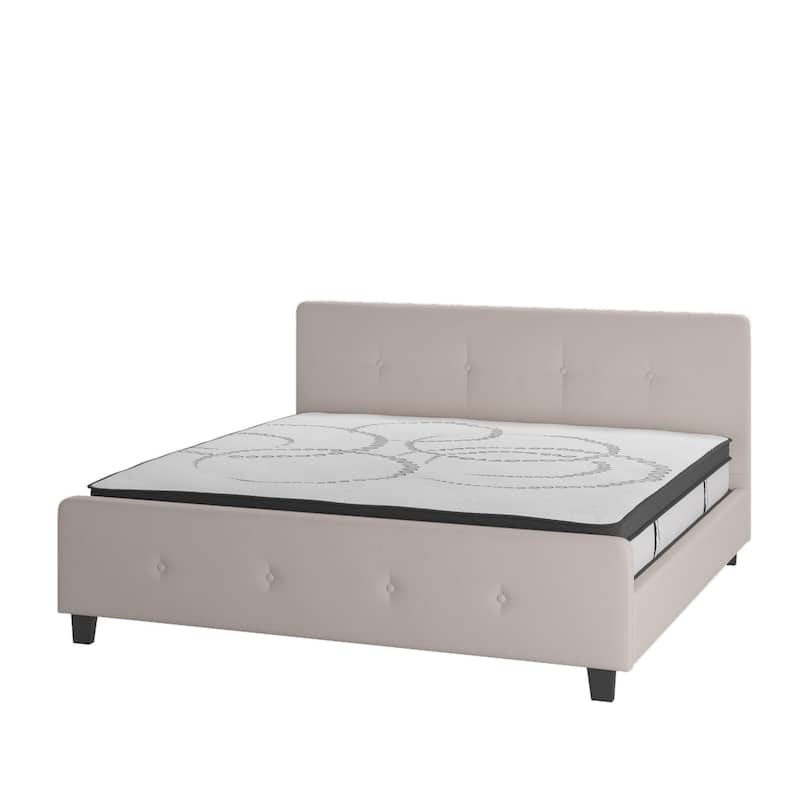 Tufted Platform Bed with 10 Inch Pocket Spring Mattress