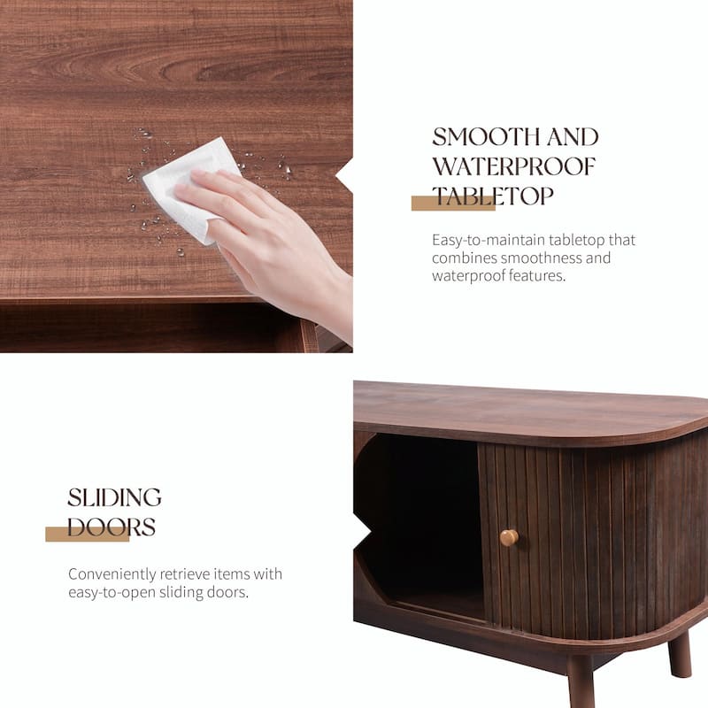 Modern Farmhouse Media Console with Solid Wood Legs