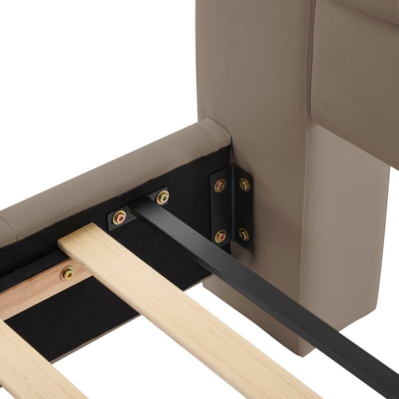 Christopher Knight Home - Modern Upholstered Platform Bed with Wood & Metal Frame with Button-Tufted Headboard