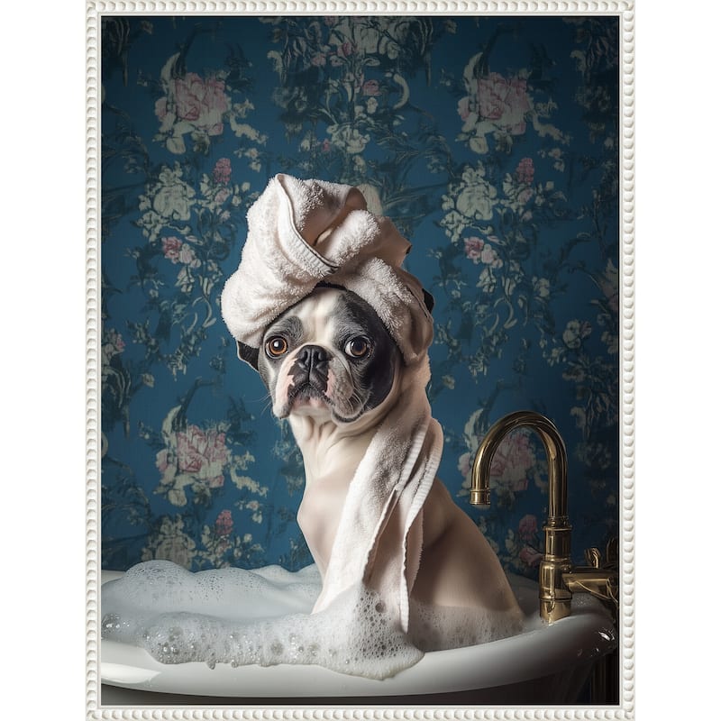 Bubble Bath Bliss by Mowzu Framed Canvas Wall Art