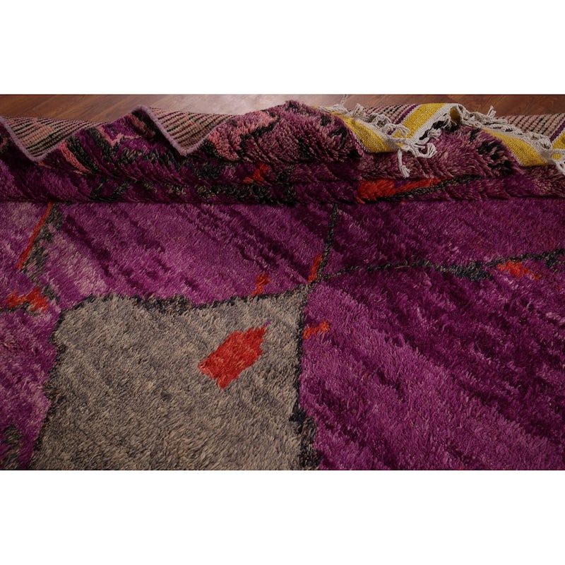 Purple Plush Moroccan Area Rug Handmade Wool Carpet - 8'11" x 12'8"