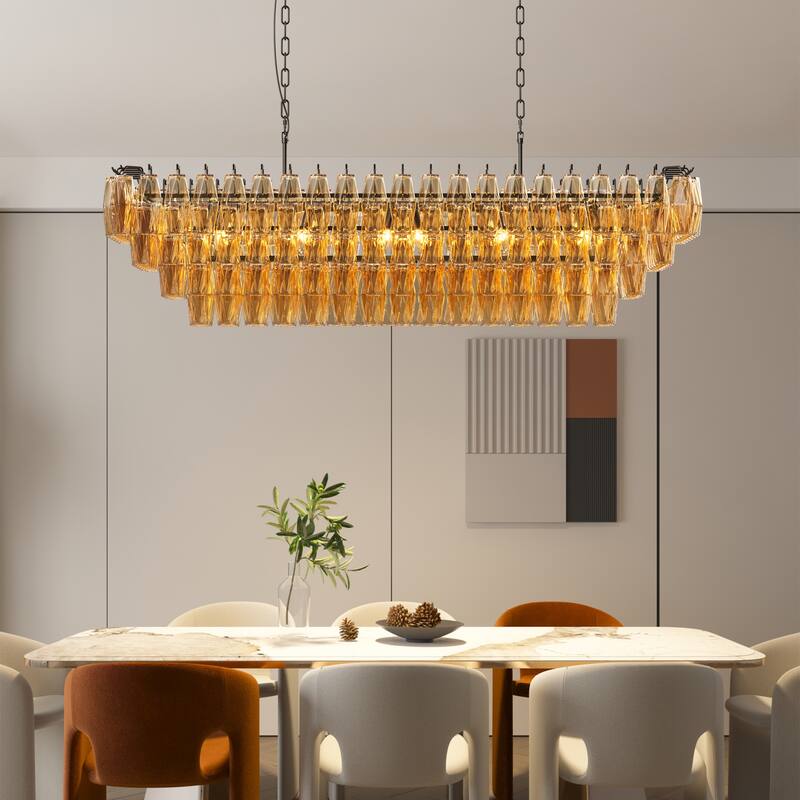 54-Inch 12-Light Rectangular Chandelier