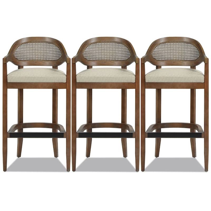 Americana Mid-Century Modern Rattan Cane Back Counter and Bar Stool