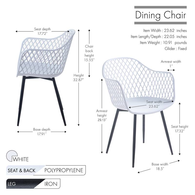 Porthos Home Mitt Hard Plastic Dining Chairs w/ Iron Legs (Set of 2)