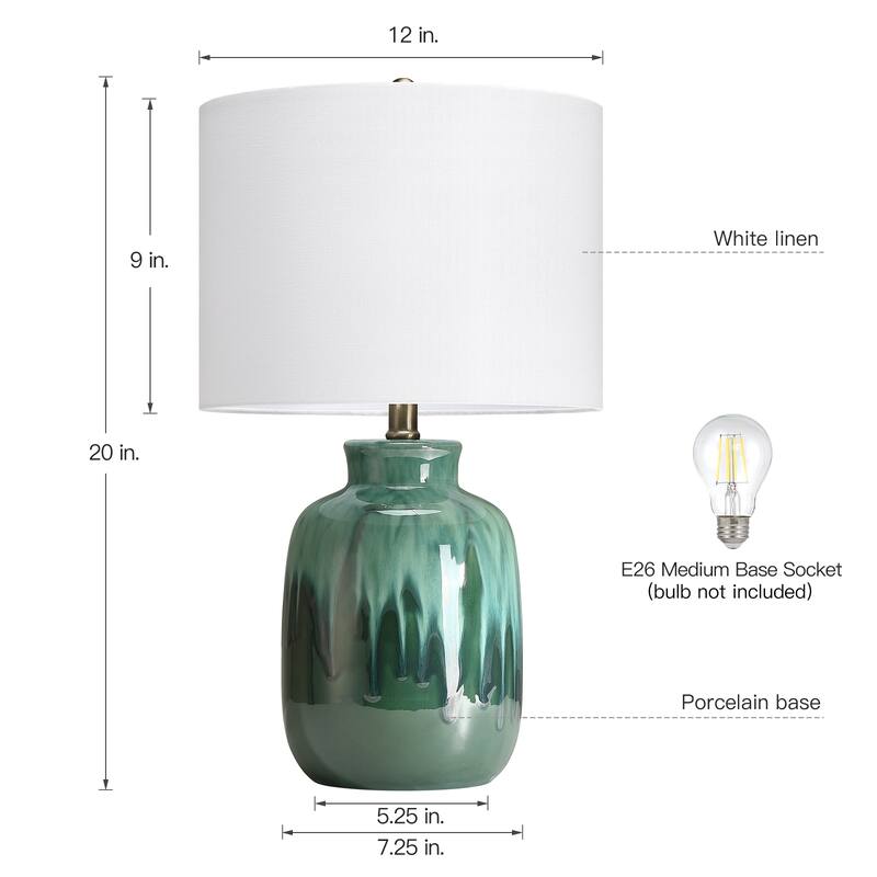 Ceramic Table Lamp with White Drum Shade - 20 in. H