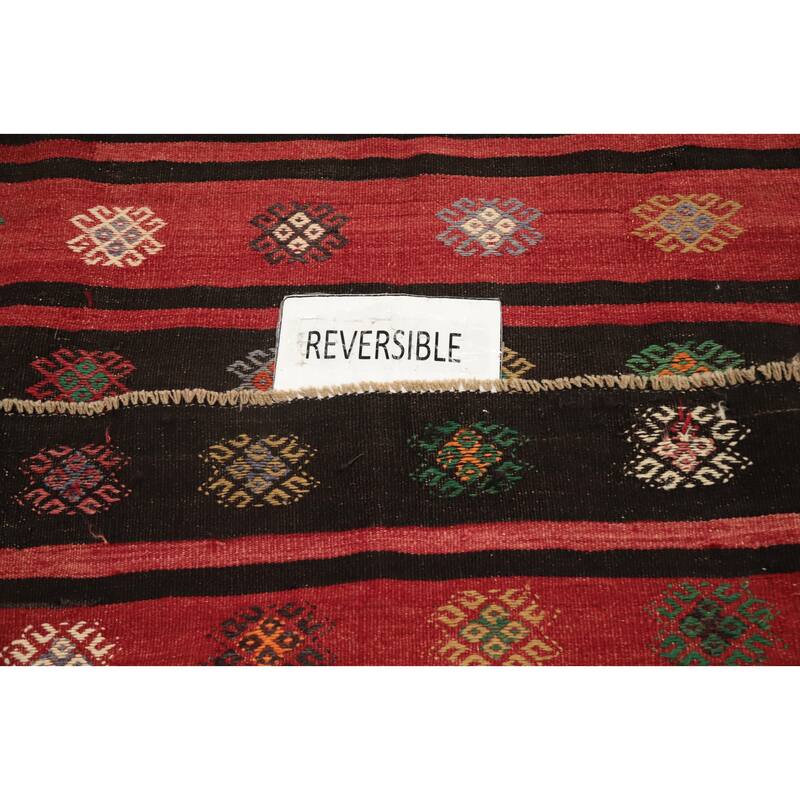 Hand Woven Oriental 100% Wool Carpet Southwestern Tribal Red Kilim Area Rug - 11' 0'' X 7' 0''