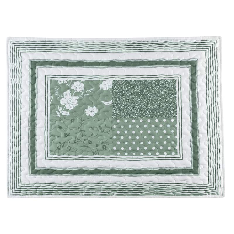 Payton Floral Stripe Patchwork Scalloped Edge Pillow Sham