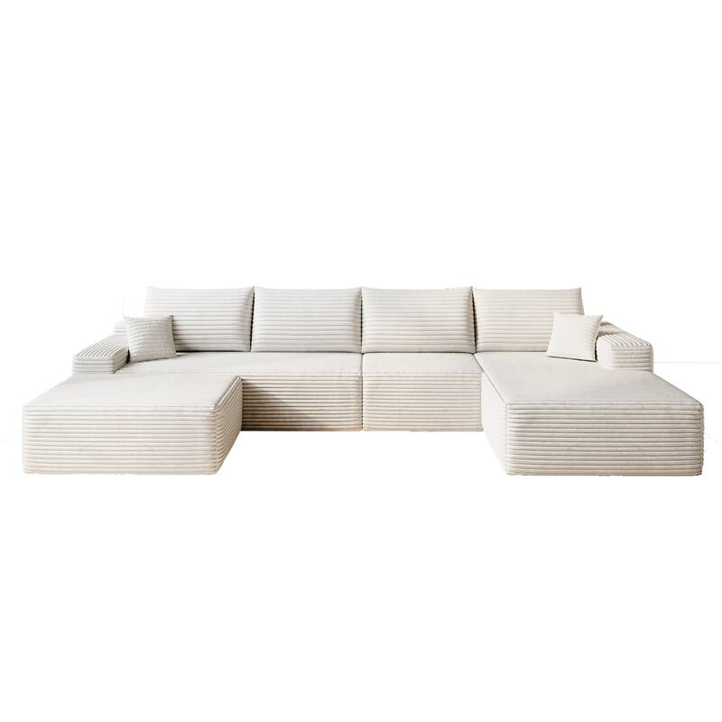 Floor Standing Symmetrical Sectional Sofa with Chaise and Ottoman