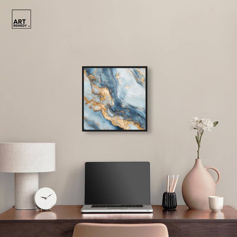 Golden Cloud Marble Canvas by Art Remedy