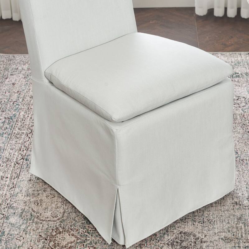 KINWELL Performance Fabric Slipcover Dining Chair Side Chair With Casters