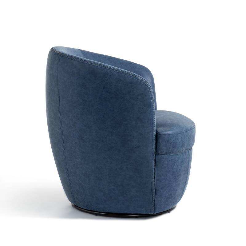 32" Wide PU Leather Swivel Barrel Chair with Metal Base