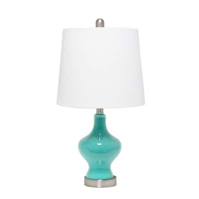 Elegant Designs Glass Gourd Shaped Table Lamp, Teal - 12x12x22.5