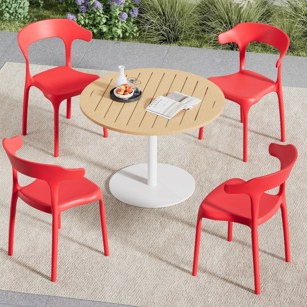 Javlergo 4-Pack Stackable Plastic Chairs for Indoor & Outdoor Use 250lb Capacity Horn Back Design Patio Dining Chairs