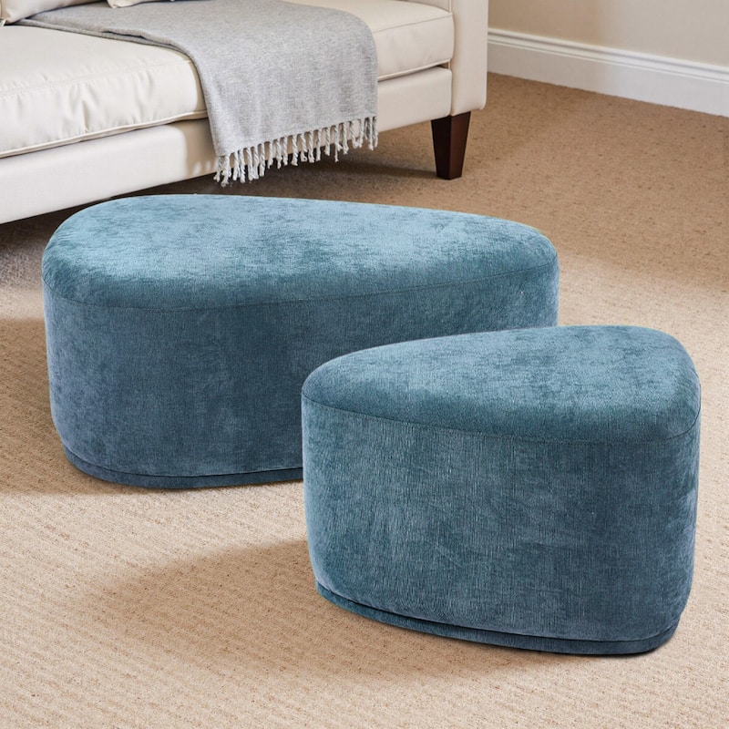 Leon 26"/43" W Chenille Triangle Cocktail Ottoman Set