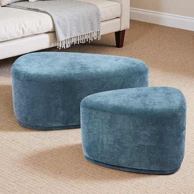 Leon 26"/43" W Chenille Triangle Cocktail Ottoman Set