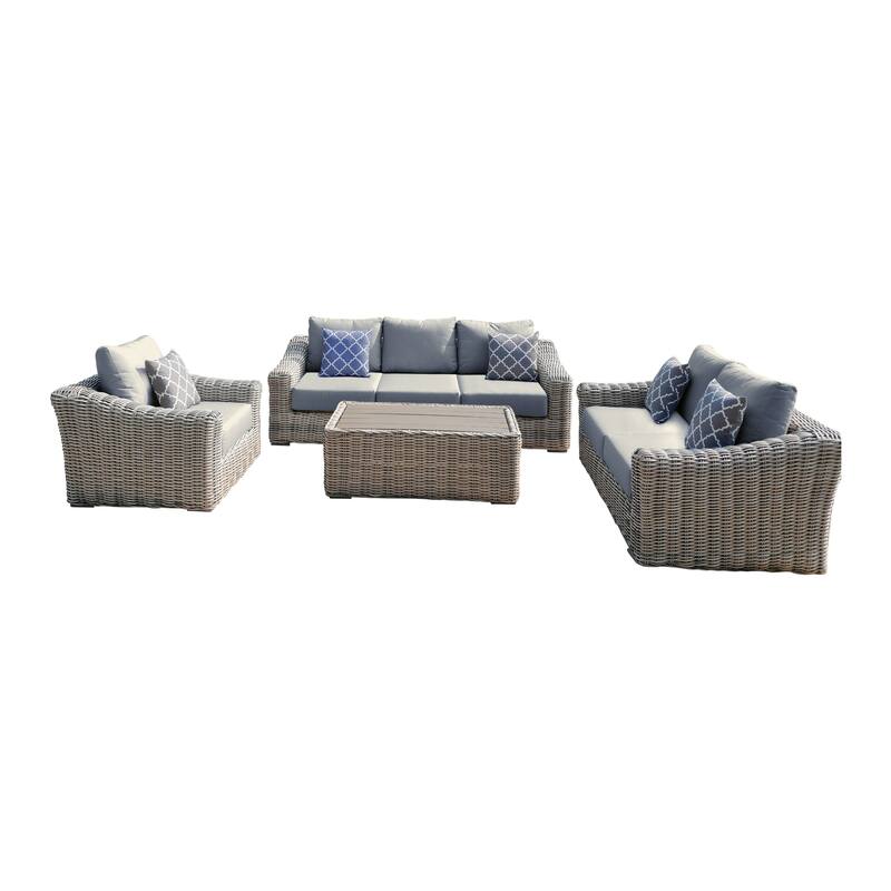 Hawaii Three-Tone Wicker Deep Seating Set with Cushion
