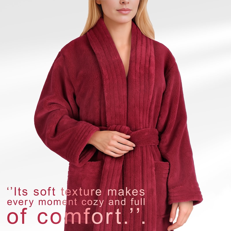 American Soft Linen Women Robe Warm Fleece Woman Bathrobe