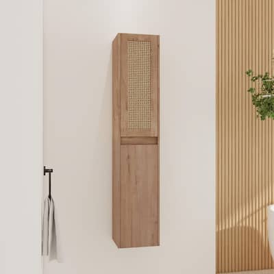 12" Bathroom Side Cabinet,Soft Close Doors,Float Mounting Design