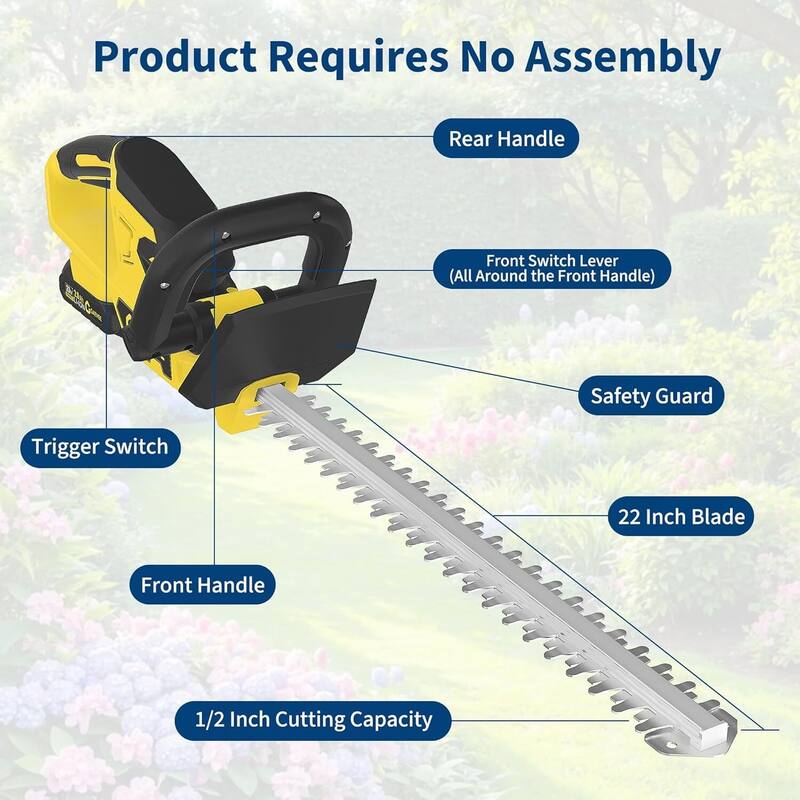 Electric Cordless Hedge Trimmer, Handheld Bush Trimmers for Gardening, Lawns