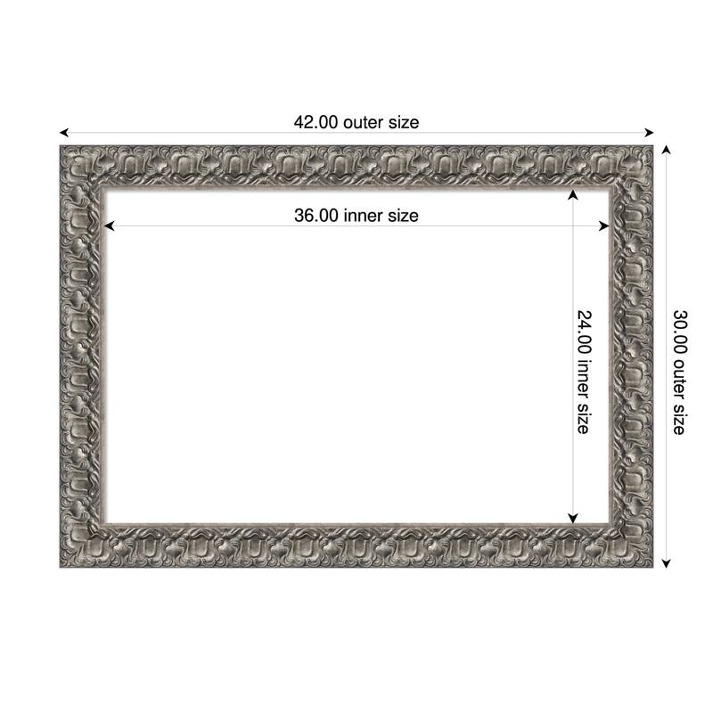 Amanti Art Silver Luxor Framed Dry Erase Magnetic Board - 42 x 30 in