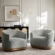 preview thumbnail 12 of 30, Gema Modern 360°Swivel Chenille Ergonomic U-shape Armchair with Solid Wood Legs Set of 2 by HULALA HOME Grey