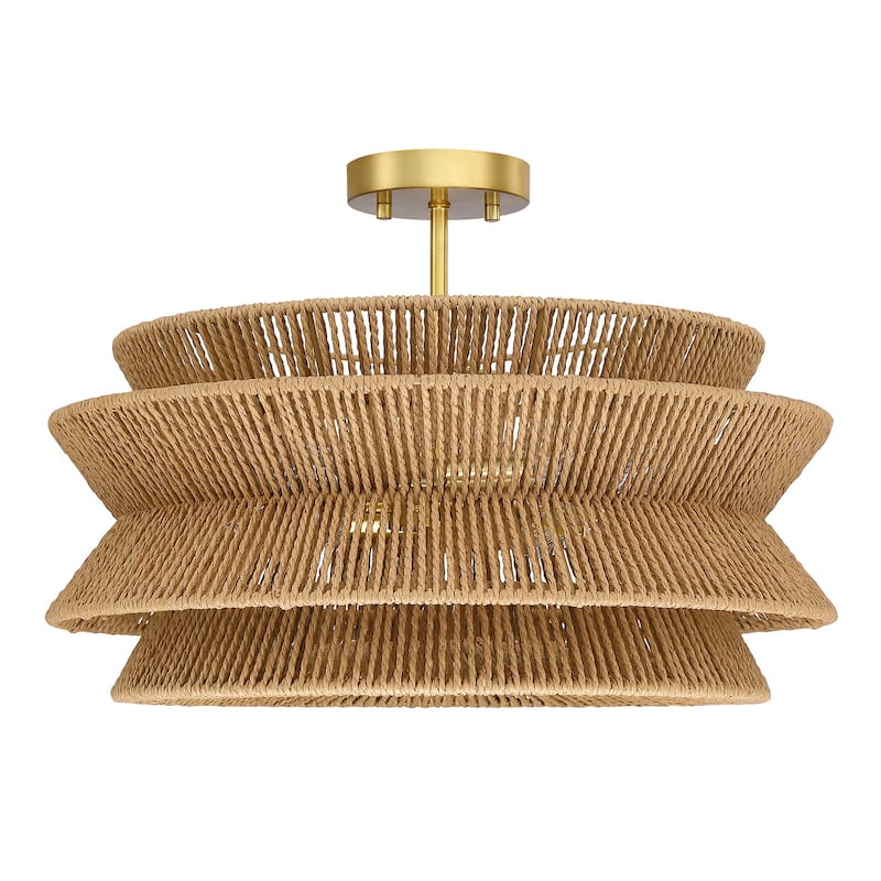 Silvia 4-Light Tiered Woven Rope Semi-Flush Mount Ceiling Light - 20'' W