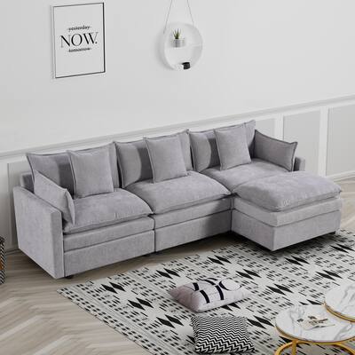 108.66" L-Shaped 4-Seat Sofa with Convertible Chaise and Ottoman