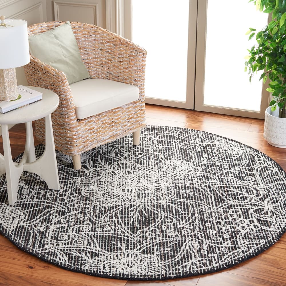 SAFAVIEH Handmade Ebony Dita Modern Floral Wool Rug