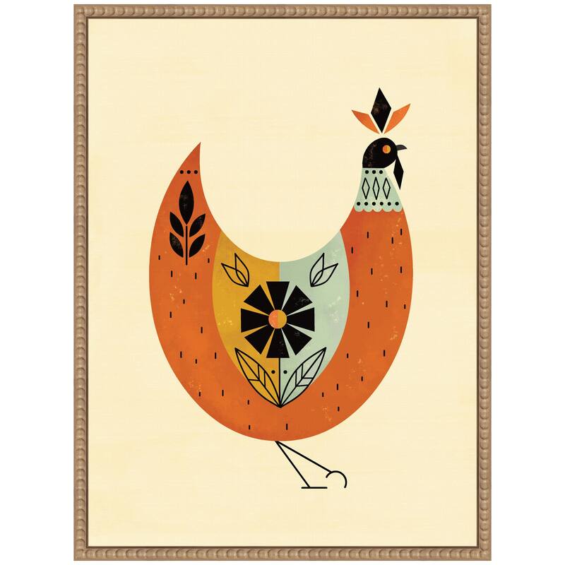 Kate and Laurel Sylvie Spring Chicken Framed Canvas by Amber Leaders