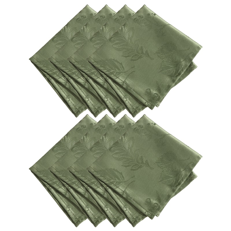 Elegant Woven Leaves Jacquard Damask Napkin, Set of 8 - 17"x17"