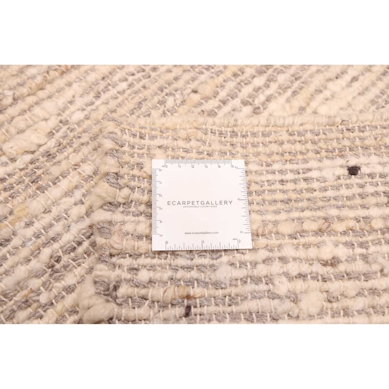 ECARPETGALLERY Braid weave Sienna Cream, Taupe Wool Kilim - 8'5 x 10'0