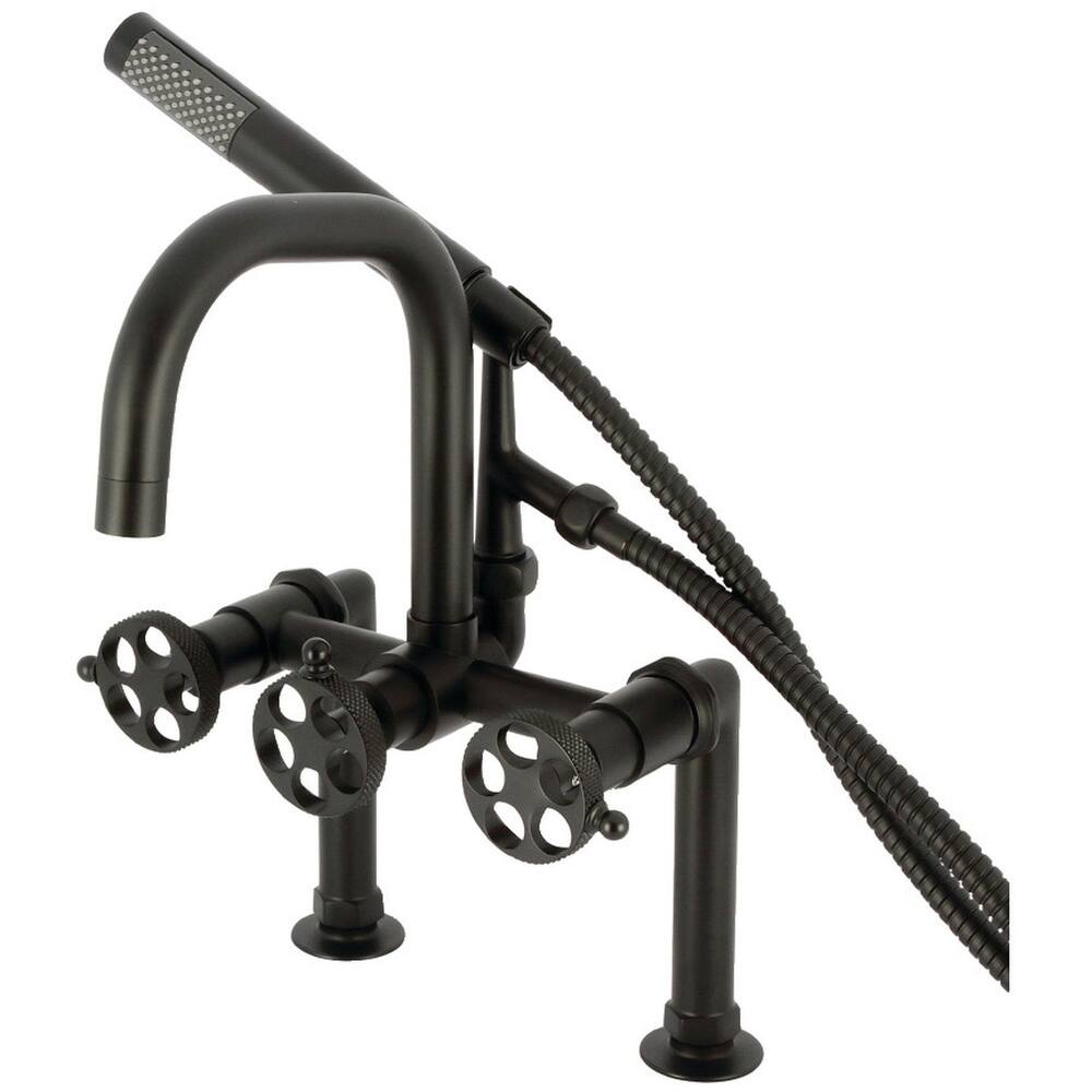 Kingston Brass AE840.RKX Webb Deck Mounted Tub Filler with Built-In