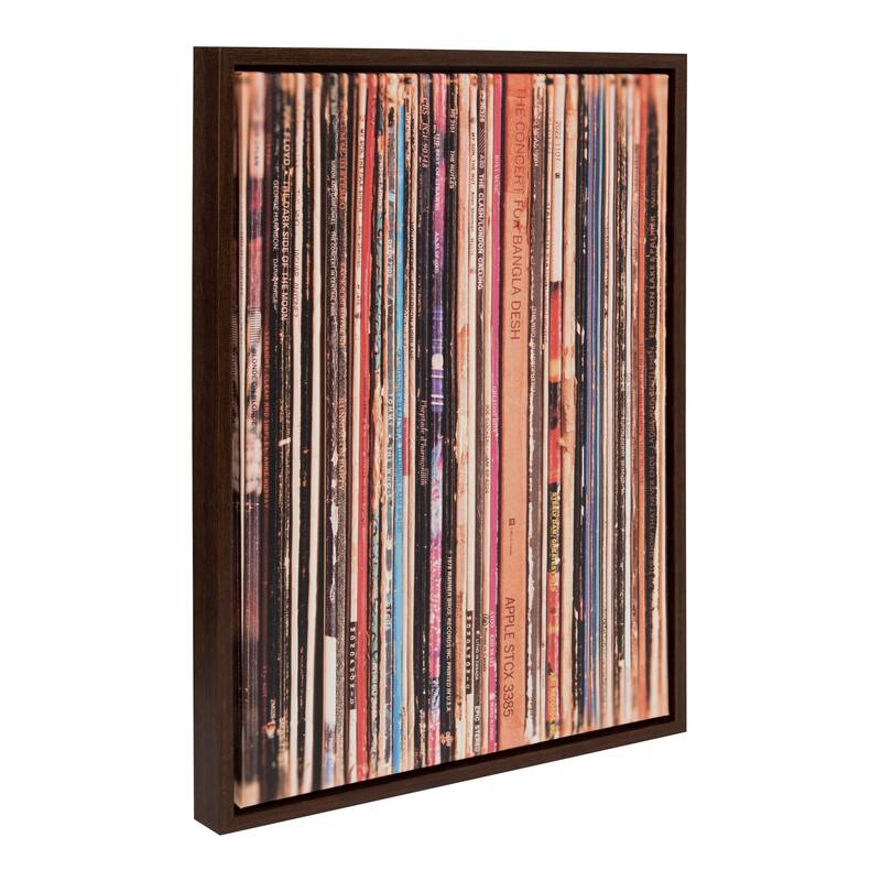 Kate and Laurel Sylvie Record Sleeves Framed Canvas by Robert Cadloff